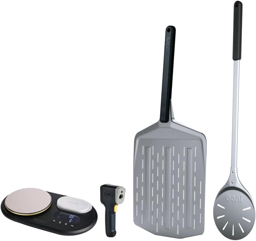 ooni Ultimate Pizza Oven Accessories Bundle Turning Peel 12" Perforated Pizza Peel Infrared Thermometer Digital Scales