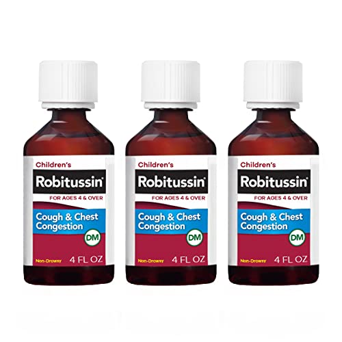 Childrens Robitussin Cough and Chest Congestion DM Cough Medicine for Kids Grape Flavor - 4 Fl Oz x 3