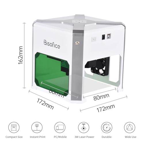 Bisofice YVF5648192492054YR K6 Mini 3000Mw Laser Engraving Machine With 0.05Mm Accuracy, 80X80Mm Small Laser Engraver Bt Wireless Control Cutter Engraver Tool Offline Engraving thumb #1