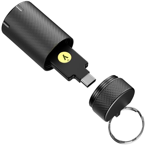 NOPKEY YubiKey Case for 5C NFC & 5 NFC, Metal Hard Shell Keychain Case, Waterproof & Shockproof, EVA Lined (Black)