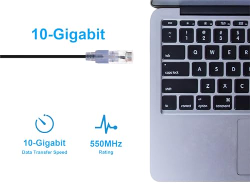 Image of Monoprice Cat6A Ethernet Patch Cable -Snagless RJ45, 550Mhz, 10G, UTP, Pure Bare Copper Wire, 30AWG,Black - SlimRun Series, 20 Feet (Pack of 12)