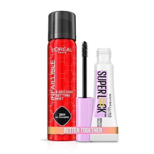 L'Oreal Paris Cosmetics. L'Oréal Paris, fijador de maquillaje, larga duración hasta por 24 horas, + Maybelline Gel para cejas transparente...