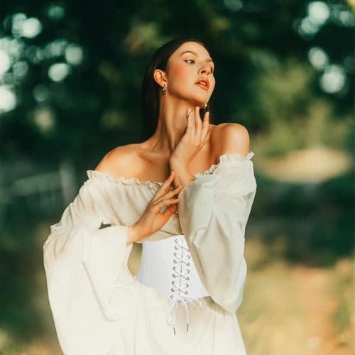 DOOVID Corset Belt for Women - Elastic Waist Halloween Costume Lace-up Tied Waspie Wide Belt4