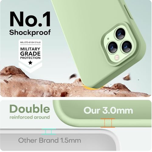 Image of LOVE 3000 Compatible with iPhone 12 Pro Max Phone Case | Thickening Liquid Silicone | Anti-Scratch Microfiber Lining | Full-Body Duty Heavy Protection Case for iPhone 12 Pro Max Women Girls, Matcha