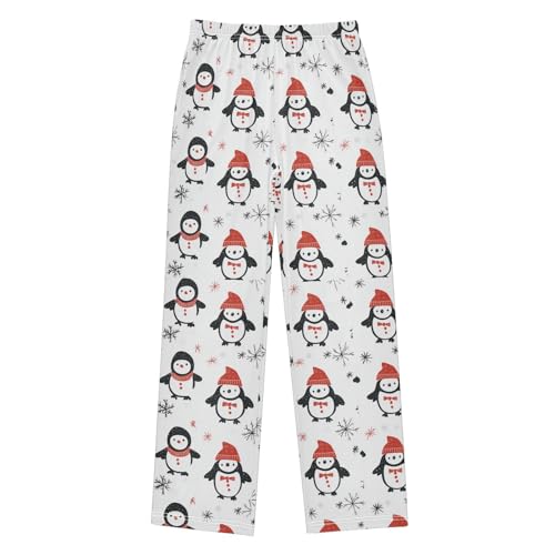 ZZXXB Cartoon Penguin Snow Boys Long Pants Soft Trousers Elastic Waist Kids Lounge Bottoms with Pockets S-XL