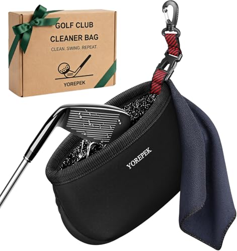 Yorepek Golf Gifts For Men, Golf Club Cleaner Bag In Gift Box, Golf Ball Cleaner With Towel &Amp; 360° Rotating Clip, Golf Bag Accessories For Men Dad Golfer, Black
