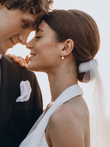 SWEETV Classical Pearl Dangle Drop Earrings for Women, Pearl Hook Earrings, Wedding Bridal Earrings for Brides Bridesmaids,Prom Jewelry Gifts4