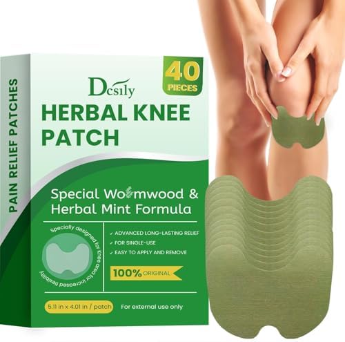 Herbal Knee Patches for Pain Relief: Natural Wormwood & Menthol for Temporary External Relief - Natural Adhesive Heat Patches for Joint and Muscle (40 Count (Pack of 1), 40, Count)
