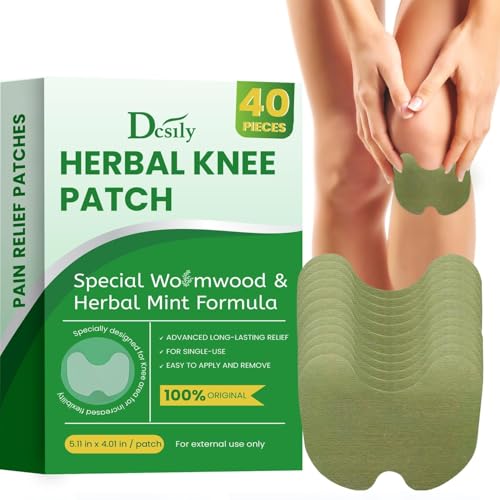 Dcsily Herbal Knee Patches for Pain Relief: Natural Wormwood & Menthol for Temporary External Relief - Natural Adhesive Heat Patches for Joint and Muscle (40 Count (Pack of 1) 40 Count)