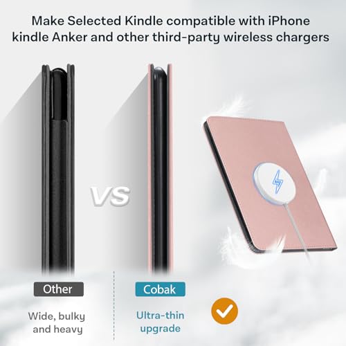 Image of CoBak Stand Case for 7 inch Kindle Paperwhite 12th Gen 2024 and Kindle Colorsoft with Hand Strap - Compatible with iPhone MagSafe, for Samsung /Belkin /Anker Wireless Charging Pads, Durable, Auto Sleep Wake