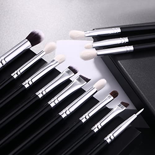 12pcs eye brush set, Eye Makeup Brush Set，Professional Blending Eyeshadow Makeup Brushes for Concealer Eyebrows Eyeliner, Soft Hairs & Wood Handle(LH08, Count, 12)