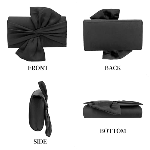 Image of Simcat Womens Clutch Bag,Pleated Satin Handbag Lady Pleated Bow Purse Evening Bag with Chain for Wedding Prom Formal Party