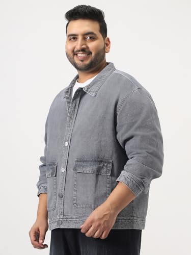 Image of Urbano Plus Men's Relaxed Fit Full Sleeve Utility Denim Jacket