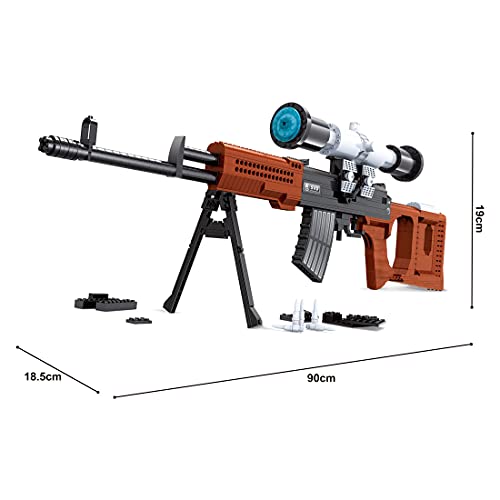 Kiyoyo Technik Gewehr Bausteine, 720 Klemmbausteine SVD Scharfschützengewehr Bausteine mit Schussfunktion, Militärische… – Bild 3