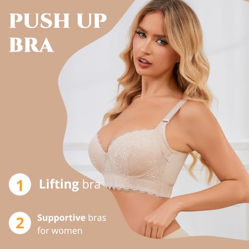 Image of Push Up Bras for Women Lace Underwire Add One Cup Bra with Support Smoothing Bra(34B-46DD)