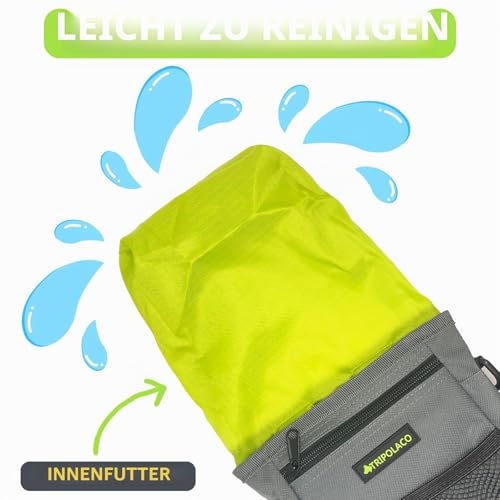 TRIPOLACO Leckerlitasche für Hunde – Magnetischer Leckerlibeutel für Hunde mit Mehreren Taschen, Kotbeutelspender & Handyfach, 3 Tragevarianten - Idealer Futterbeutel Hundetraining & Spaziergänge