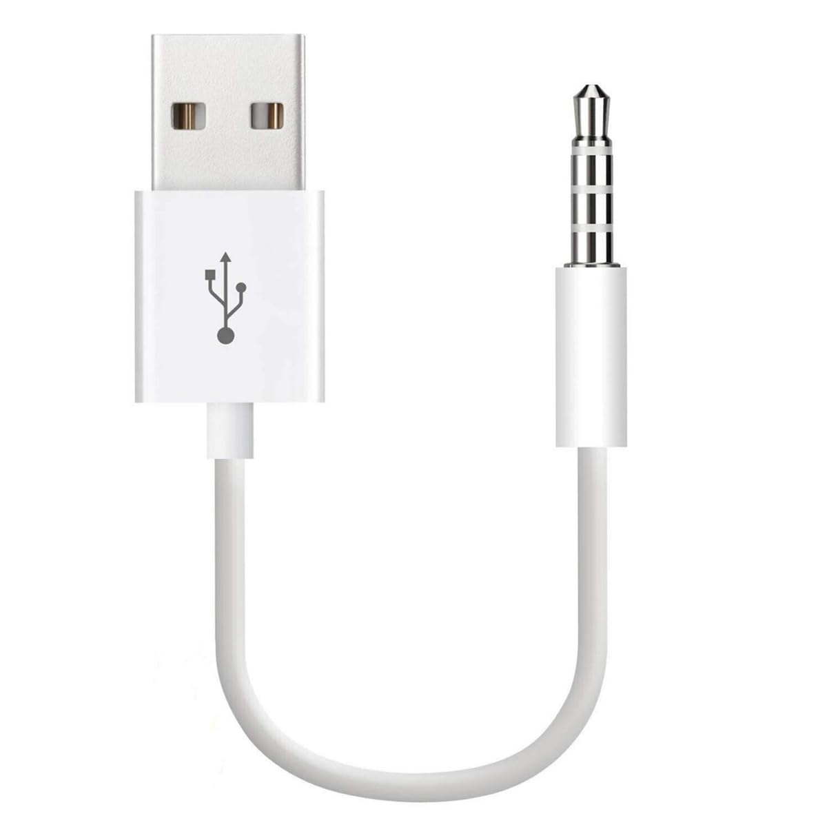 USB to 3.5mm Jack Audio Adapter, 3.5mm Male AUX Audio Jack to USB Male Charge Cable Adapter Cord for iPod Shuffle, MP3 Player, Headphone, Speaker (White)