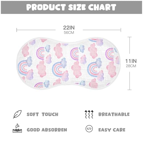 xigua Watercolors Rainbows Muslin Baby Burp Cloths Set of 1, Super Soft & Absorbent Burping Rags, Cotton Burp Clothes Shower Gift for Newborn, Baby Girls and Boys4