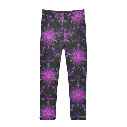 Girls' Athletic Leggings Ankle Length Yoga Dance Pants Kids Teen 4T Flower Vector Universe