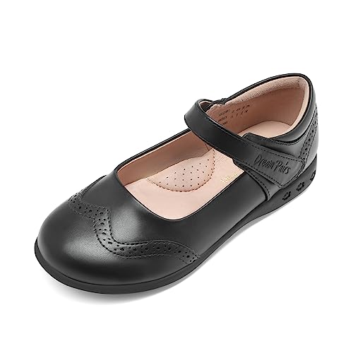 DREAM PAIRS Girls School Uniform Shoes Mary Jane Black Flats 5 Big Kid Black