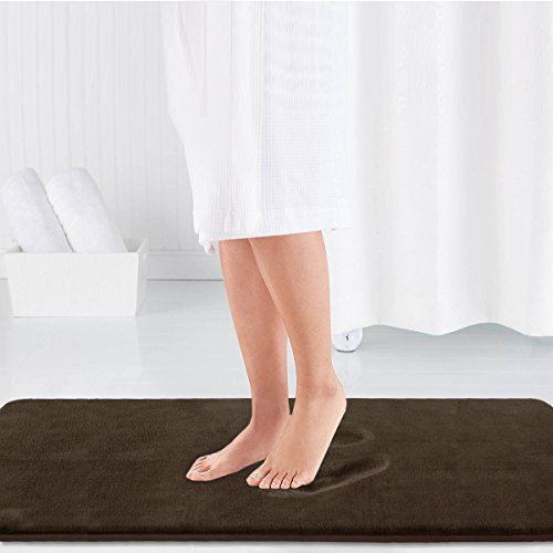 Mayshine Memory Foam Non Slip Anti Fatigue Bath Mat | Thick Absorbent Plush Velvet Bathroom Rug - Machine Washable, 58X24, Chocolate Brown #TOP2