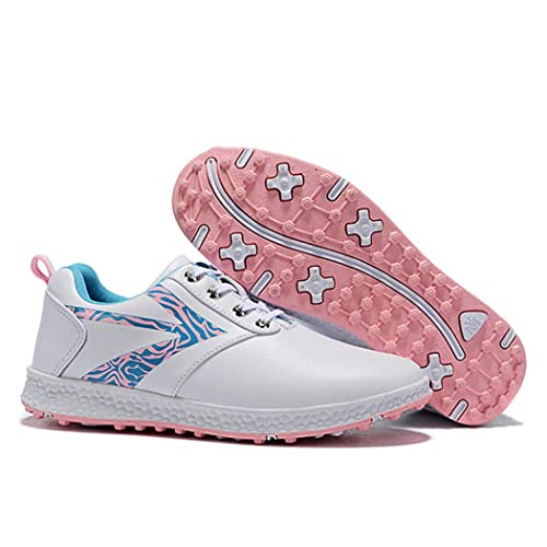 WJFGGXHK Women's Golf Shoes, Waterproof Golf Fitness Trainers Lightweight Outdoor Anti-Skid Spikeless Golf Sneakers for Boys,Blue,39 EU