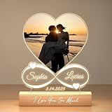 Custom Heart Infinity LED Lamp with Photo & Names, Personalized Couple Night Light, Anniversary & Valentines Day Gift for Him Her, Romantic Engraved Acrylic Light with Date, Bedroom Decor