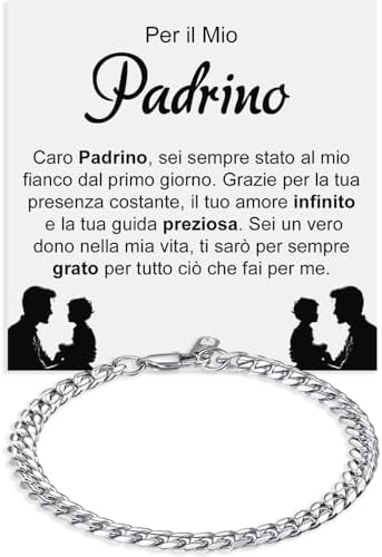 amorili Bracciale Uomo Padre Nostro Inciso Acciaio Inox Catena Cubana Grumetta – Braccialetto Religioso Simbolo Cattolico – Gioiello Spiritualità Devozione – Idea Regalo Uomo