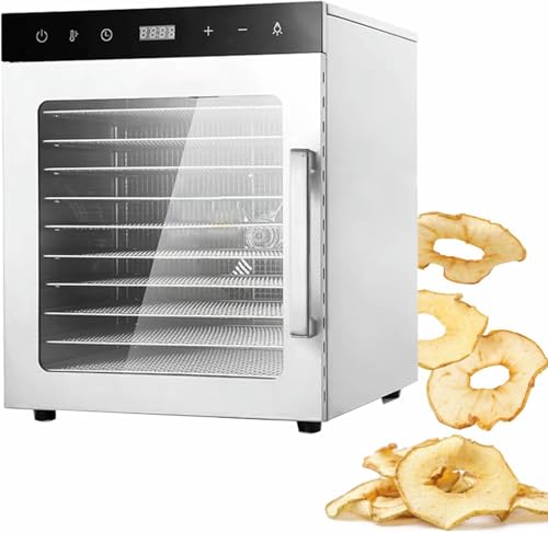 Secador de alimentos silencioso, máquina para liofilizar dulces de 10/12 bandejas, procesador de alimentos de gran capacidad, para carne seca, verduras, frutas, carne y dulces para perros, 800 W, 12