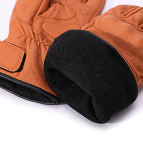 Harssidanzar KM048US Men Motorcycle Gloves Winter Genuine Leather Full Finger Touchscreen Thermal Lined thumb #2