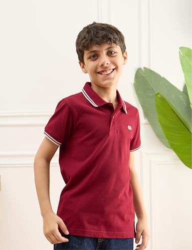 Image of Amazon Brand - Symbol Boys Cotton Rich Solid Polo Tshirt | Collar Tshirts | Half Sleeves | Plain-Regular Fit