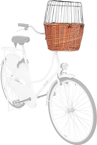 TRIXIE Hundekorb für das Fahrrad vorne bis 5 kg 44 × 48 × 33 cm - gewobener Hundefahrradkorb für den Lenker - in schicker Weidenoptik mit Kunststoff Gitter, 2806