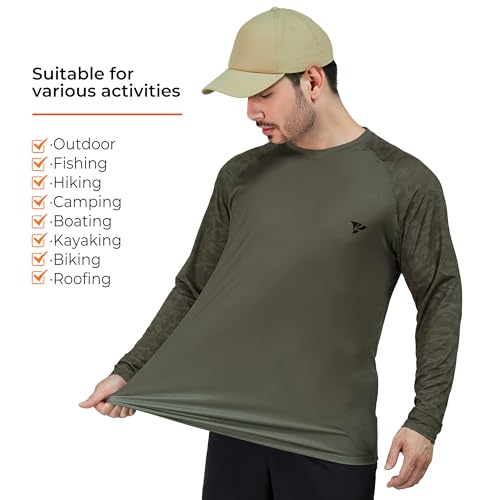 Rodeel Mens Loose-Fit Fishing T-shirt Bluff Performance Long Sleeve Shirt UPF 50 Raglan Sleeve4