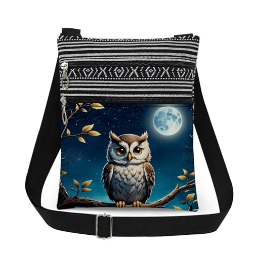 Product Image of the XiaoGalaee Owl Moon Print Crossbody Bag Adjustable Shoulder Strap for Women Gift Daily Use Messenger Bag Birthday Present for Owl Lover