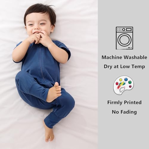 BeiVSlley Baby Boy Girl's 2 Pack Summer Short Sleeve Rompers Infant Cotton Coveralls Toddler Zip front Outfits Clothes4