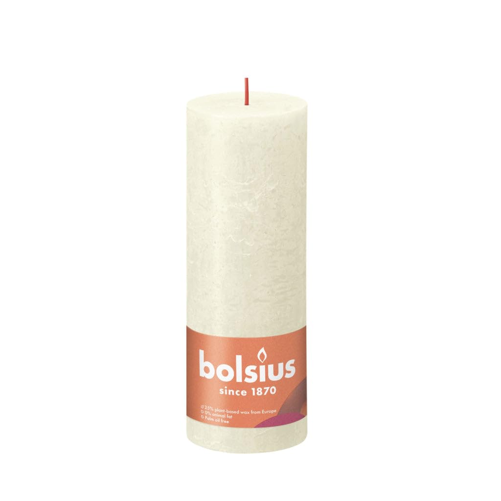 Soft & Pearl bolsius Rustic Pillar Candle (190 x 68 mm)