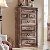 Aitjunz Farmhouse 7 Drawers Dresser for Bedroom, 57" Tall Large Dressers & Chests of Drawers w/Roman Column, Storage Dressers Organizer for Bedroom, Hallway, Living Room, Light Brown