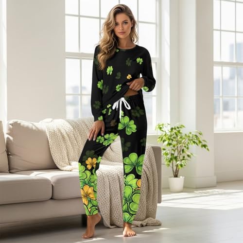 Image of Women's Pajamas Set Soft 2 Piece Loungewear Long Sleeve Pj Set Matching Sleepwear with Pockets for Women Plus Size