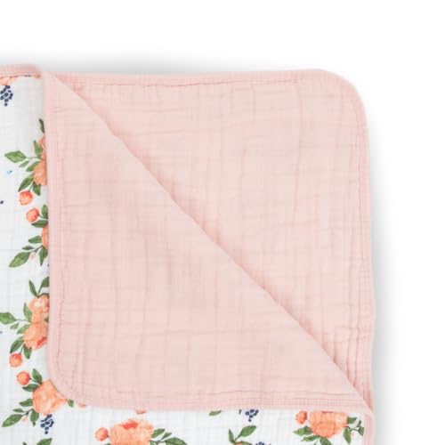 Image of Little Unicorn Muslin Quilt Blanket | 100% Cotton Soft Multi-Layered Muslin Fabric | Toddler & Baby Blanket | 47 inchx47 inch | for Nursery, Crib, Shower Gifts (Watercolor Roses 2)