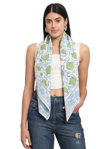 Image of Ravaiyaa - Attitude is everything Sanganer Hand Block Printed Scarves Pure Cotton Scarf Square Hijab Dupatta 40 inch X 40 inch Inch
