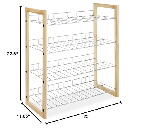 Whitmor 4 Tier Storage Organizer-Natural Wood And Chrome Closet Shelf #TOP6