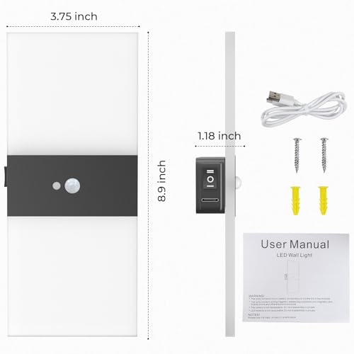 Image of LED Wall Sconces | Wall Lights with 2000mAh Battery Operated,Rechargeable,Sensing Mode and Constant Light Mode,Acrylic Wall Sconce,Warm White,3000K,Cordless Wall Light (1Pcs), (CW2R)