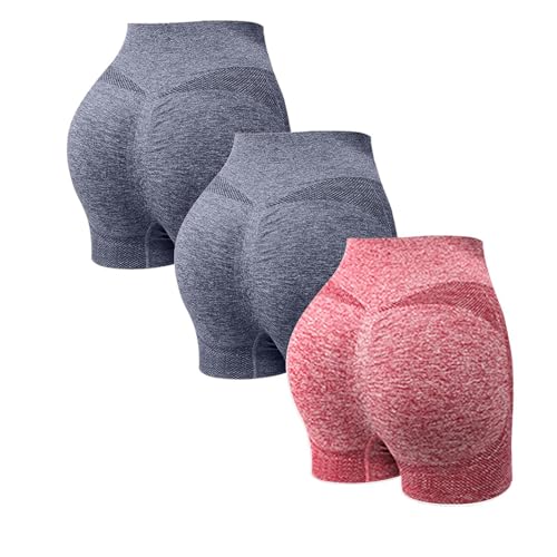 3 Piece Stretch Yoga Leggings Shorts for Women Gym Athletic Buttlift Leggings Ladies High Waisted Bermuda Shorts Plus Size Fashion Trendy Clouthes Summer 2025 for Senior Beige