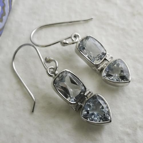 Boucles d'oreilles topaze bleue argent 925 le cadeau idéal avec pierre précieuse - 3