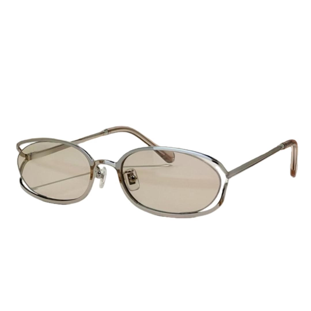 Lunettes de soleil pour femmes en alliage ovale monture métallique nuances de mode UV400