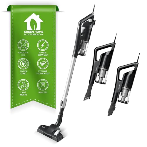Retoo Stielstaubsauger 600W Beutellos - 2in1 Hand & Vertikal Sauger 0,5l Tank