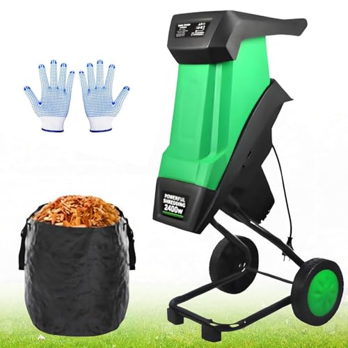 Broyeur Feuilles Électrique 2400 W, Broyeur Jardin Portable Sans Lame, Broyeur Feuilles 4500 Tr/Min, Broyeur Branches Et Compost, Diamètre D'entonnoir 39 Cm Pour Feuilles Jardin, Compost