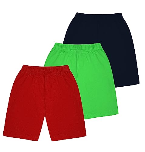 Image of KYDA KIDS Cotton Printed Pocket Bow Shorts for Girls - Regular Fit Girls Shorts with Elastic Waist Multicolored (Pack of 3)