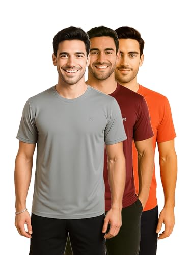 Image of Force NXT Men's Premium Microfiber Fabric Solid T-Shirt | Round Neck Half-Sleeves T-Shirt for Men | Sweat Wicking with Label Free for Daily Uses