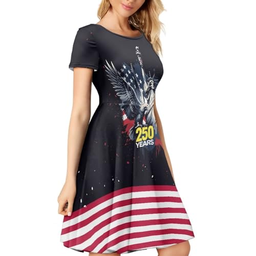 Image of AFPANQZ Womens Casual Summer Lightweight Vintage Dress Short Sleeve Midi Dress Knee-Long Luxury Formal Dress
